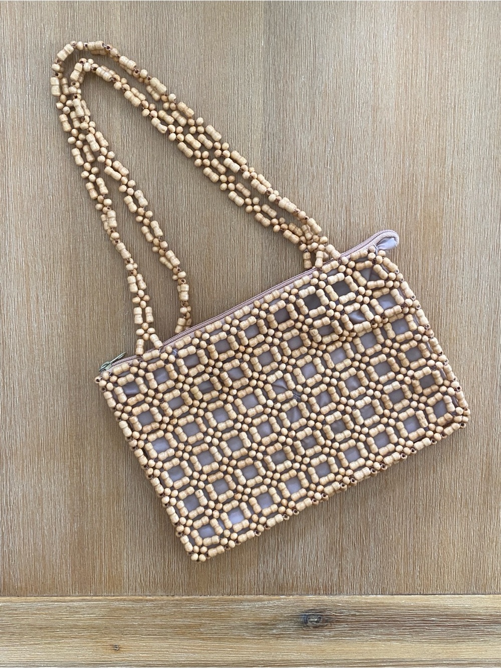 Wooden Beaded Boho Shoulder Bag Purse